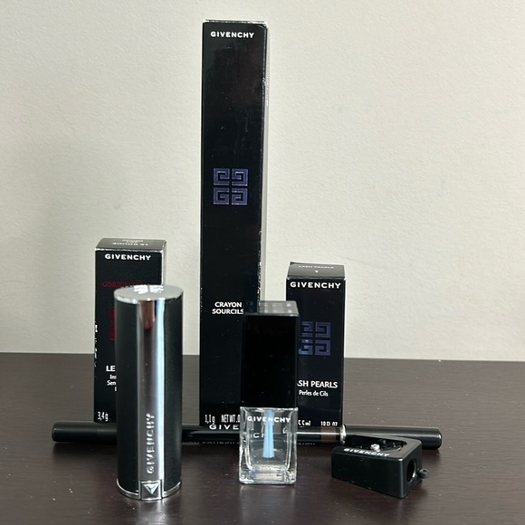 Givenchy Bundle Eyebrow Pencil, Sharpener, Lip Color, Lash Pearls Leather 4 NEW - Picture 1 of 6